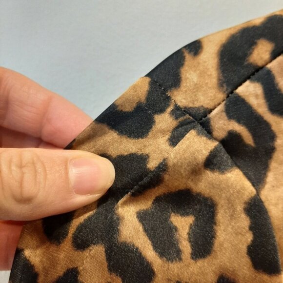 Jones New York Leopard Shift Dress Silky 3/4 Sleeve Zip Shoulder Womens Size 6 - Picture 12 of 12